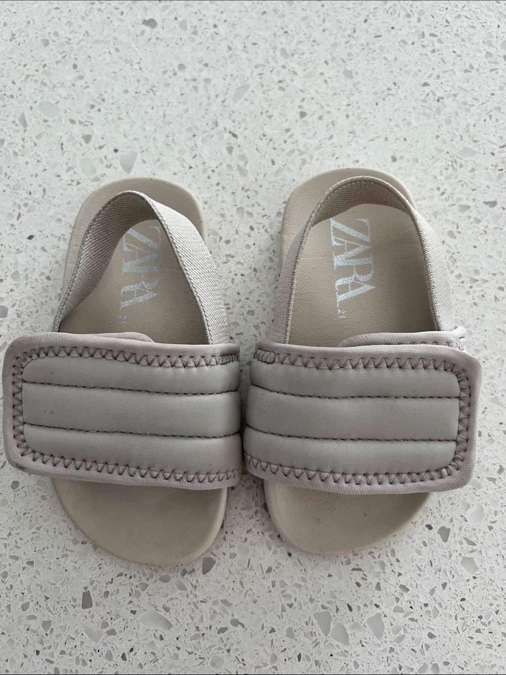 ZARA Toddler Padded Velcro Slide Sandals in Light Beige